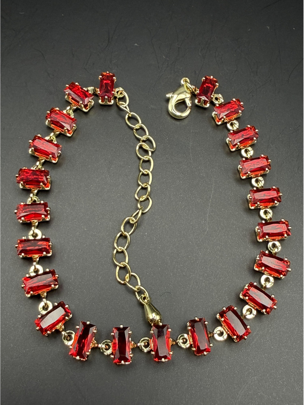 candy+clover red baguette candy gold tone bracelet
